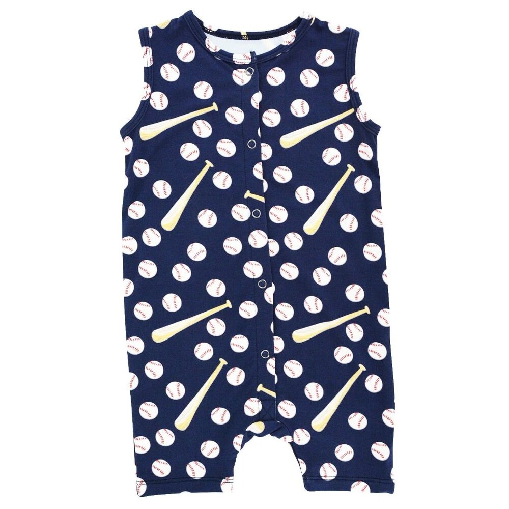 Sweet Bamboo Baseball One Piece Tank Romper Little Slugger Outfit